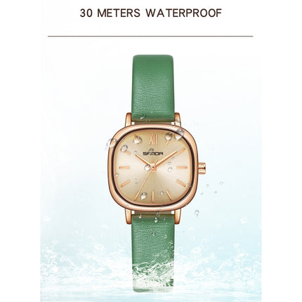 SANDA P1098 Simple Bar Scale Oval Dial Quartz Watch for Women(Mesh Belt Rose Gold)