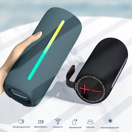 HOPESTAR P37 Outdoor Portable RGB Light Waterproof Wireless Bluetooth Speaker(Black)
