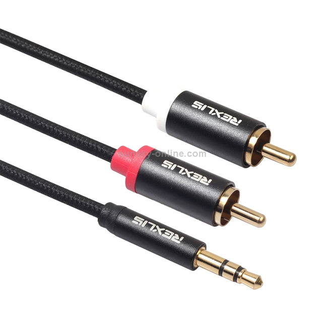 REXLIS Male to Dual RCA Gold- plated Plug  Audio Cable for Input Interface Active Speaker
