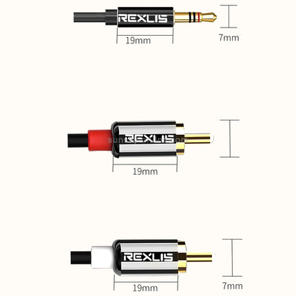 REXLIS Male to Dual RCA Gold- plated Plug  Audio Cable for Input Interface Active Speaker