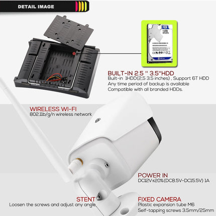 N4B3H2-P12/Kit 1080P Wireless Network Video Recorder  System :12.5 inch(White)
