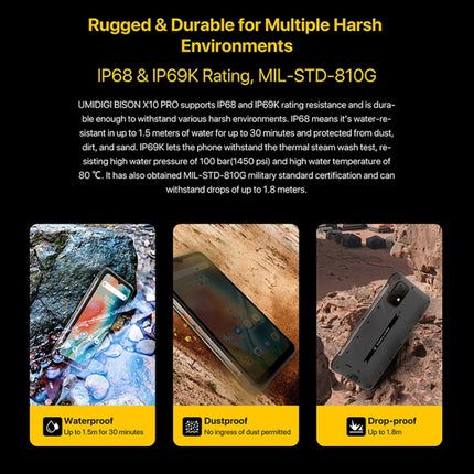 UMIDIGI BISON X10 ProRugged Phone, 4GB+128GB, Waterproof Network: 4G(Orange)