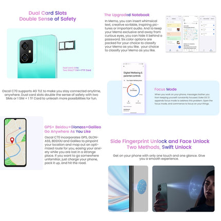 Blackview OSCAL C70, 6GB+128GB, 50MP Camera, Face ID & Side Fingerprint Identification,