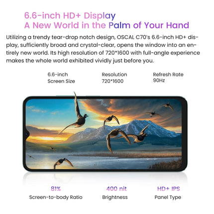 Blackview OSCAL C70, 6GB+128GB, 50MP Camera, Face ID & Side Fingerprint Identification,