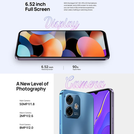 Ulefone Note 16 Pro, 4GB+128GB, Dual Back Cameras, Face ID & Side Fingerprint Identification, (Blue)