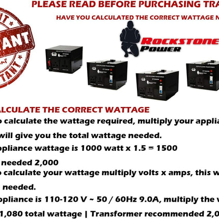 ROCKSTONE POWER 1000 Watt Voltage Converter Transformer