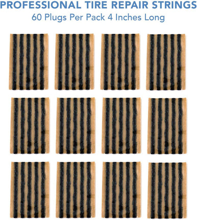 CKAuto  Black Tire Repair Strings, Automotive Tool Tire Repair Plugs for Tubeless Off-Road Tires Car, Bike, ATV, UTV, Wheelbarrow, Mower