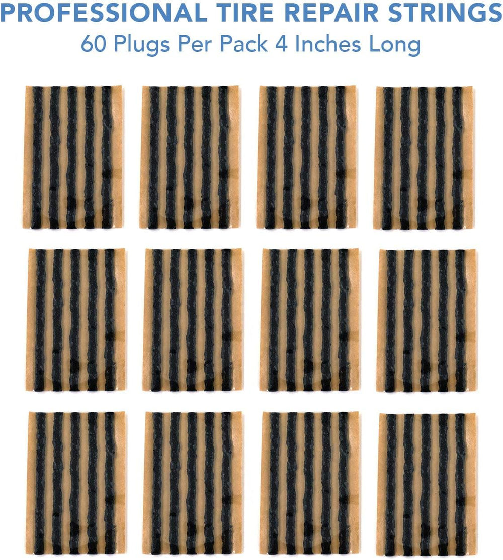 CKAuto  Black Tire Repair Strings, Automotive Tool Tire Repair Plugs for Tubeless Off-Road Tires Car, Bike, ATV, UTV, Wheelbarrow, Mower