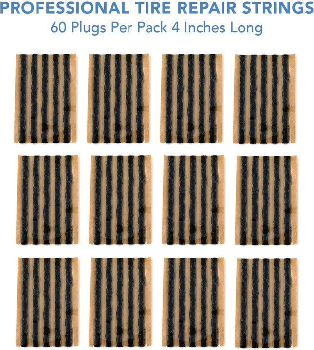 CKAuto  Black Tire Repair Strings, Automotive Tool Tire Repair Plugs for Tubeless Off-Road Tires Car, Bike, ATV, UTV, Wheelbarrow, Mower