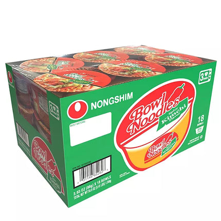 Nongshim Bowl Noodle Spicy Kimchi Ramyun Bowl, 303oz 18ct