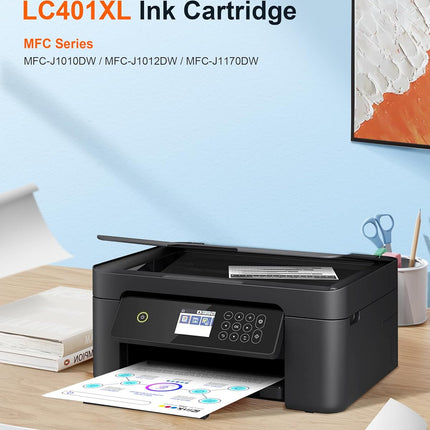 E-Z Ink Pro LC401 Compatible Ink Cartridges Replacement for Brother LC401XL LC 401 XL to use with MFC-J1010DW MFC-J1012DW MFC-J1170DW (Black Cyan Magenta Yellow, 4 Pack)