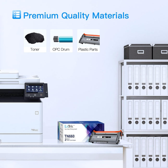 LxTek Compatible Toner Replacement for Brother TN660 TN630 (2 Black), High Yield