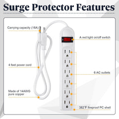 UNBRANDED4 ft. 6-Outlet Power Strip with 45� Angle Plug