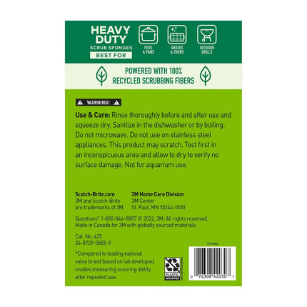 [Pcs] Scotch-Brite Heavy Duty Scrub Sponges, Individually Wrapped, 21/Pack