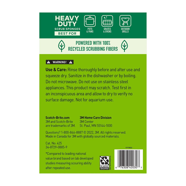 [Pcs] Scotch-Brite Heavy Duty Scrub Sponges, Individually Wrapped, 21/Pack