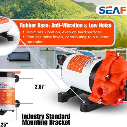 SEAFLO Water Diaphragm Self Priming Pump 3.0 Gallons/min (10.6 Lpm) 45 PSINew Rv/Marine 12 Volt Dc / 12 V Demand Fresh