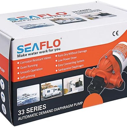 SEAFLO Water Diaphragm Self Priming Pump 3.0 Gallons/min (10.6 Lpm) 45 PSINew Rv/Marine 12 Volt Dc / 12 V Demand Fresh