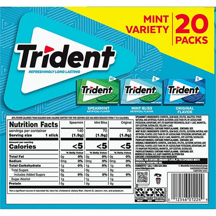 Trident Fruit Variety Pack Sugar Free Gum