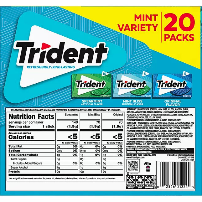Trident Fruit Variety Pack Sugar Free Gum