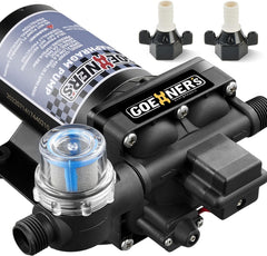 [Upgraded Version] RV Fresh Water Pump, 12V DC Water Pump, 6.5GPM 70PSI Self-Priming Diaphragm Water Pump with Pressure Switch and Strainer for RV, Marine, Yacht, Caravan