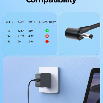 UL Listed AC Charger Fit for Asus Vivobook E12 E203MAH E203MA E203M E203NAH E203NA, more