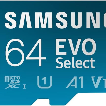 SAMSUNG EVO Select Micro SD -Memory -Card + Adapter, 64GB microSDXC 130MB/s Full HD & 4K UHD