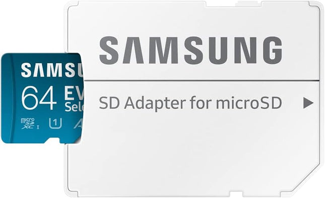 SAMSUNG EVO Select Micro SD -Memory -Card + Adapter, 64GB microSDXC 130MB/s Full HD & 4K UHD
