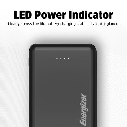 Energizer - MAX 5,000 mAh Ultra-Slim, 3-Port USB-C High Speed Universal Portable Charger Power bank, Charges Three Devices at Once - Black