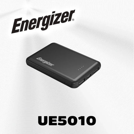 Energizer - MAX 5,000 mAh Ultra-Slim, 3-Port USB-C High Speed Universal Portable Charger Power bank, Charges Three Devices at Once - Black