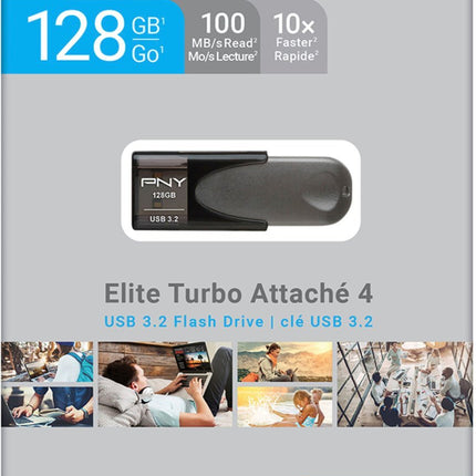 PNY - Elite Turbo Attache 4 128GB USB 3.2 Flash Drive - Black