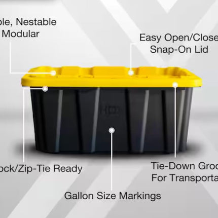 HDX 7 Gal. Tough Storage Tote in Black with Yellow Lid