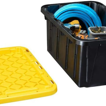 HDX 7 Gal. Tough Storage Tote in Black with Yellow Lid