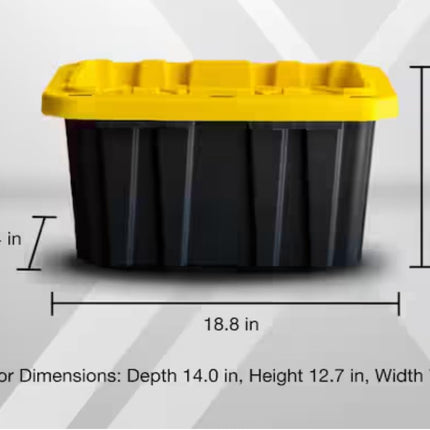 HDX 7 Gal. Tough Storage Tote in Black with Yellow Lid