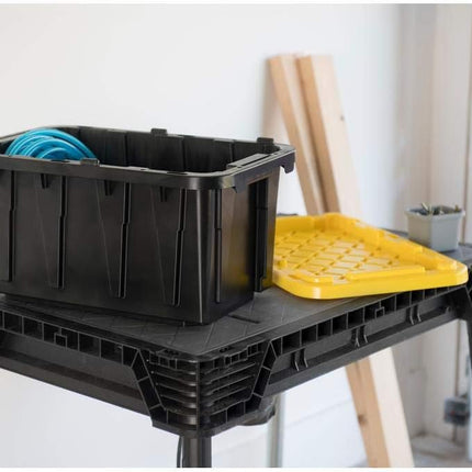 HDX 7 Gal. Tough Storage Tote in Black with Yellow Lid
