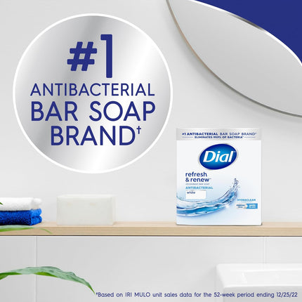 Dial Antibacterial Bar Soap, Refresh & Renew, White