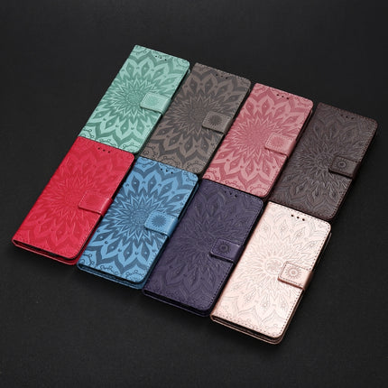 For OPPO A7 / A5s Pressed Printing Sunflower Pattern Horizontal Flip PU Leather Case (Purple)