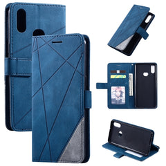 For Samsung Galaxy A10s Skin Feel Splicing Horizontal Flip Leather Case (Blue)