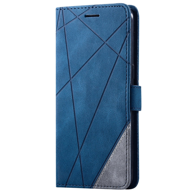 For Samsung Galaxy A10s Skin Feel Splicing Horizontal Flip Leather Case (Blue)