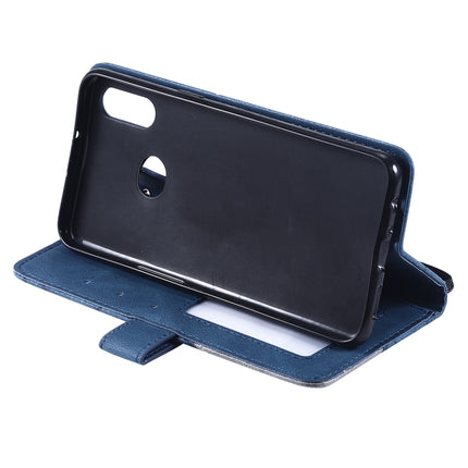 For Samsung Galaxy A10s Skin Feel Splicing Horizontal Flip Leather Case (Blue)