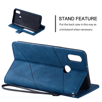 For Samsung Galaxy A10s Skin Feel Splicing Horizontal Flip Leather Case (Blue)