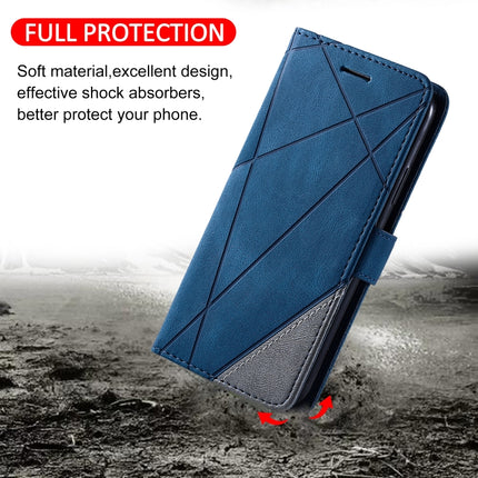 For Samsung Galaxy A10s Skin Feel Splicing Horizontal Flip Leather Case (Blue)