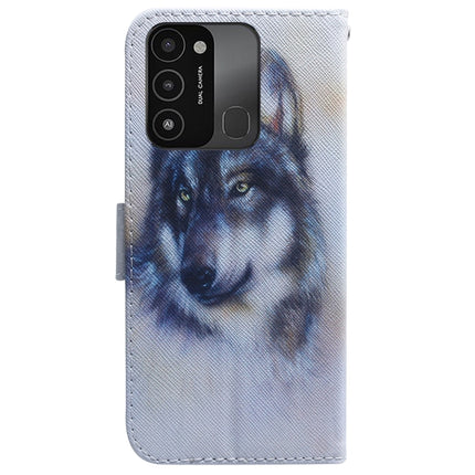 For Tecno Spark Go 2022 / Spark 8C Coloured Drawing Leather Phone Case(White Wolf)