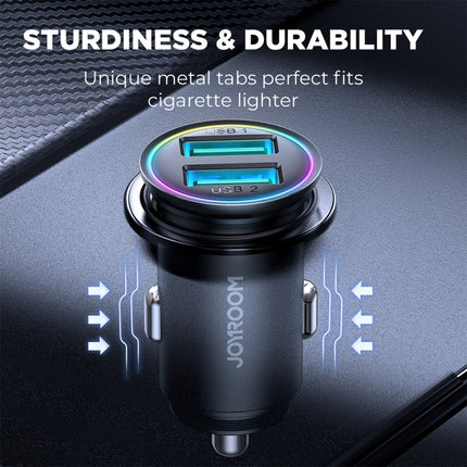 JOYROOM JR-CCN03 24W 2 USB Mini Metal Car Charger(Black)