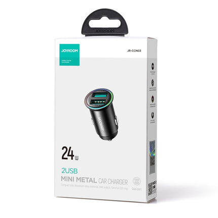 JOYROOM JR-CCN03 24W 2 USB Mini Metal Car Charger(Black)