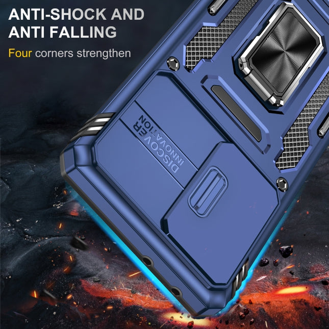 For Samsung Galaxy S21 Ultra 5G Armor PC + TPU Camera Shield Phone Case(Navy Blue)