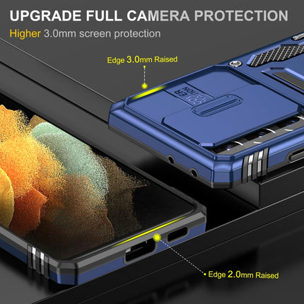 For Samsung Galaxy S21 Ultra 5G Armor PC + TPU Camera Shield Phone Case(Navy Blue)