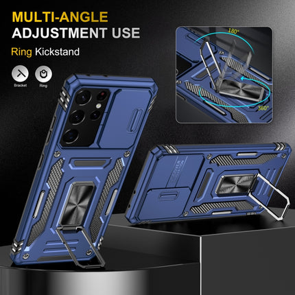 For Samsung Galaxy S21 Ultra 5G Armor PC + TPU Camera Shield Phone Case(Navy Blue)
