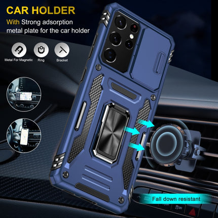 For Samsung Galaxy S21 Ultra 5G Armor PC + TPU Camera Shield Phone Case(Navy Blue)
