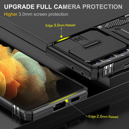 For Samsung Galaxy S21 Ultra 5G Armor PC + TPU Camera Shield Phone Case(Black)