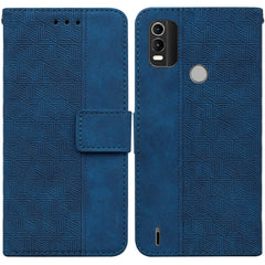 For Nokia C21 Plus Geometric Embossed Leather Phone Case(Blue)